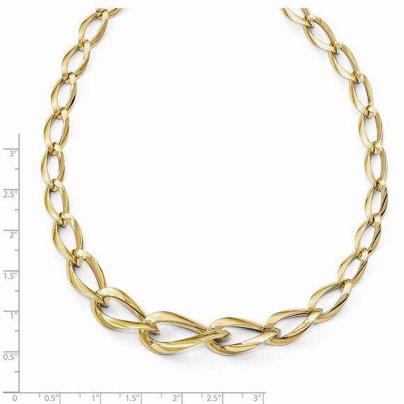 14k Yellow Gold Graduated Fancy Twisted Link Necklace, 17.5 Inch - Picture 3 of 5